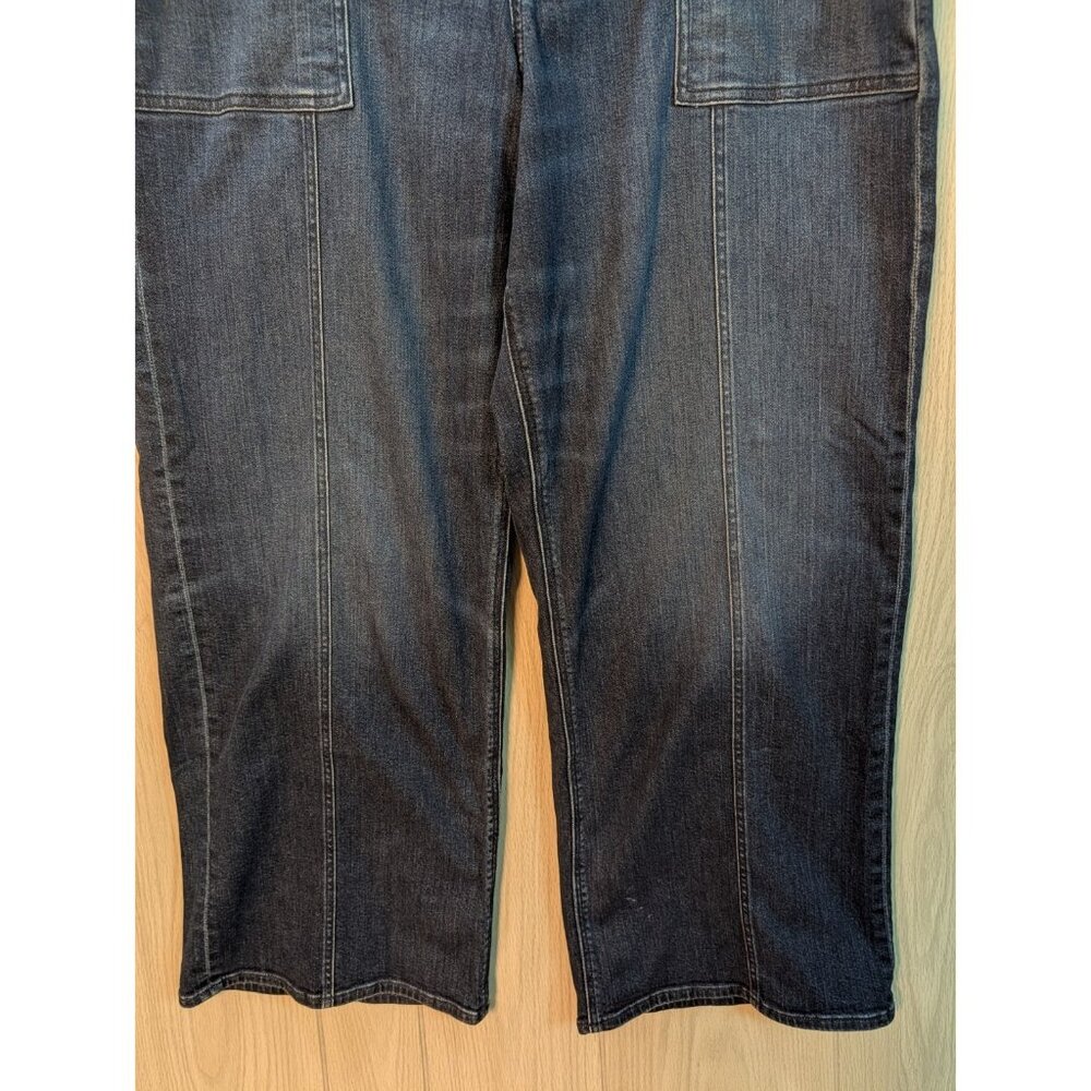 American Eagle Jeans Women 20 Super High-Rise Baggy Wide Leg Blue Dark Wash - Picture 3 of 12